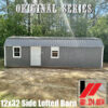 Original Series with Duratemp 12x32 Side Lofted Barn featuring Tall Barn Doors in Peppercorn with White trim in South Mississippi and South Louisiana