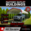 12x20x6 metal carport with choose color and trim and pickup truck – Factory Outlet Buildings