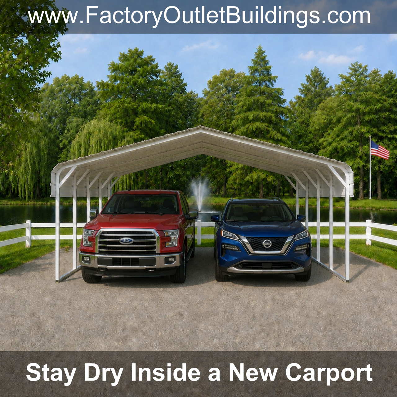 20x20x6 Metal Double Carport-$77/mo - Image 2