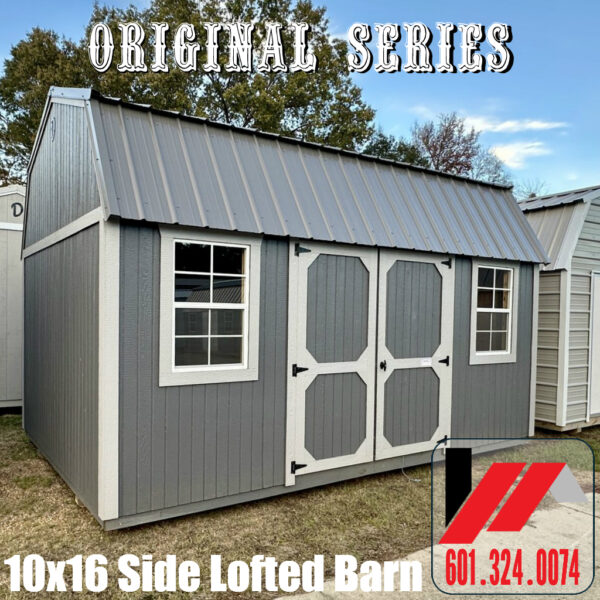Original Series with Duratemp 10x16 Side Lofted Barn in Peppercorn with Pewtercast trim in South Mississippi and South Louisiana