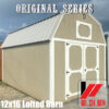 Original Series 12x16 Lofted Barn in Soapstone with Dover White trim in South & Central Mississippi and South Louisiana