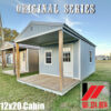 Front View of a 12x16 prefab cabin in Star Dew Acrylic Finish