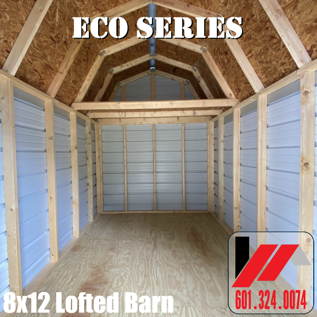Large 4' x 8' Loft view of our 8x12 metal lofted barn from Factory Outlet Buildings for South Mississippi and Louisiana