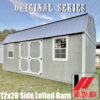 Original Series 12x20 Side Lofted Barn in Evergreen Fog with Dover White trim in South Mississippi and South Louisiana