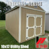 Original Series 10x12 Utility Shed featuring wide 72" Double Barn Doors with lock in Urban Jungle/White Finish for sale in South Mississippi and South Louisiana