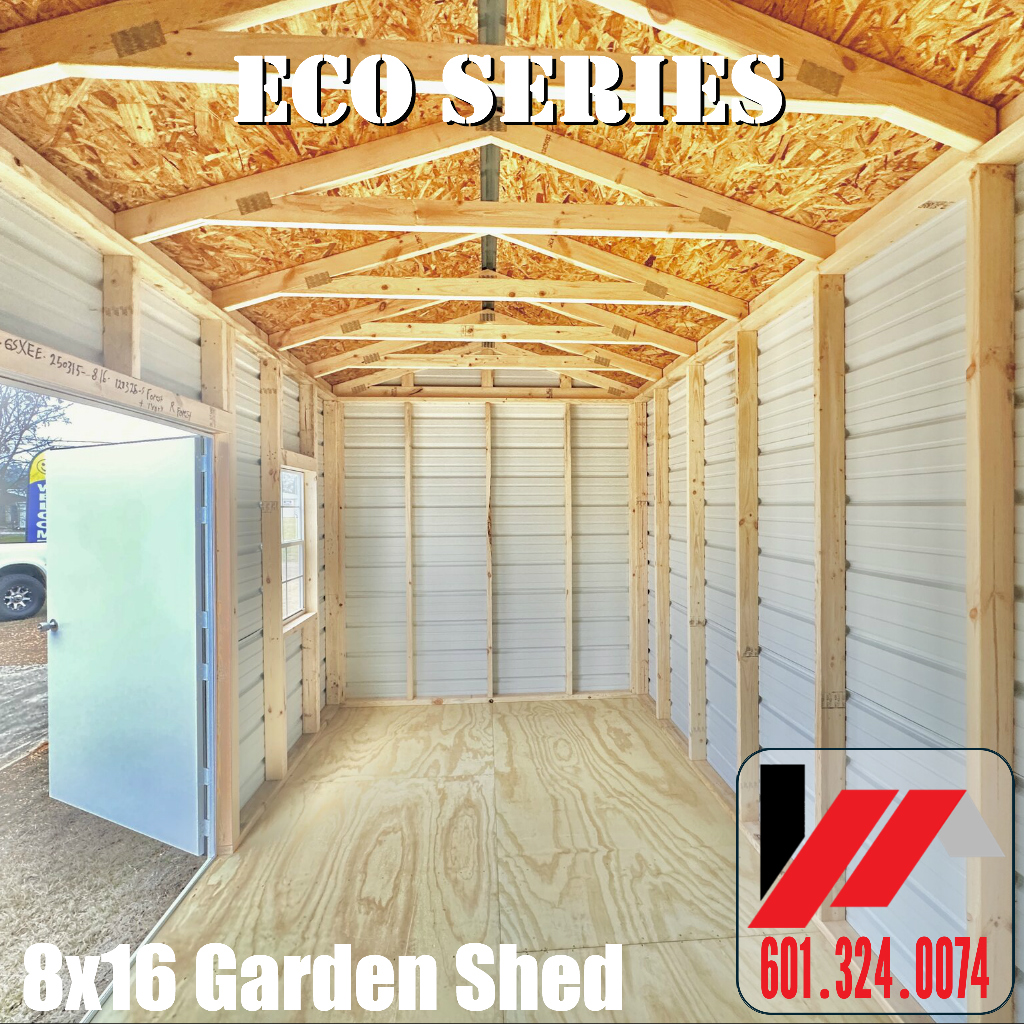 8x16 Eco Series metal garden shed for sale in South Mississippi
