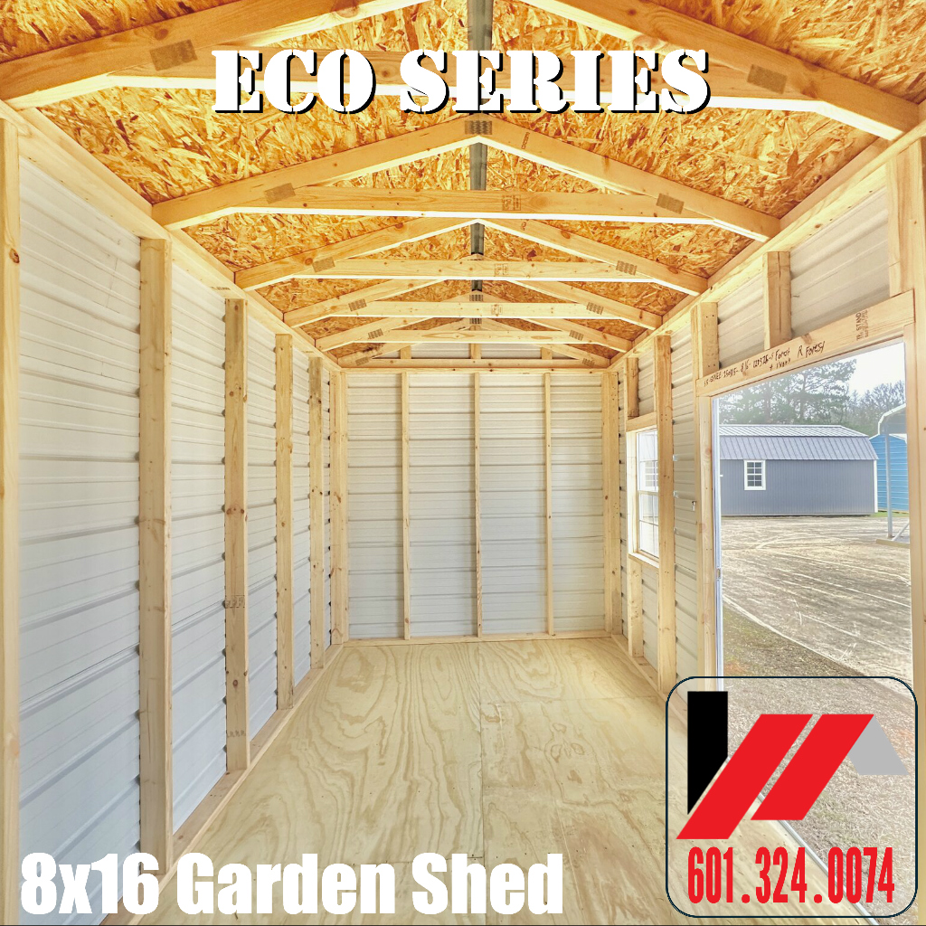 8x16 Eco Series metal garden shed for sale in South Mississippi