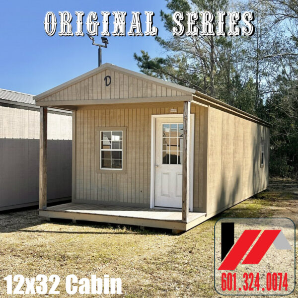 Front View of a 12x32 Tiny Home Cabin With Electric & 1BR/Bath Framed for SW Mississippi & Louisiana