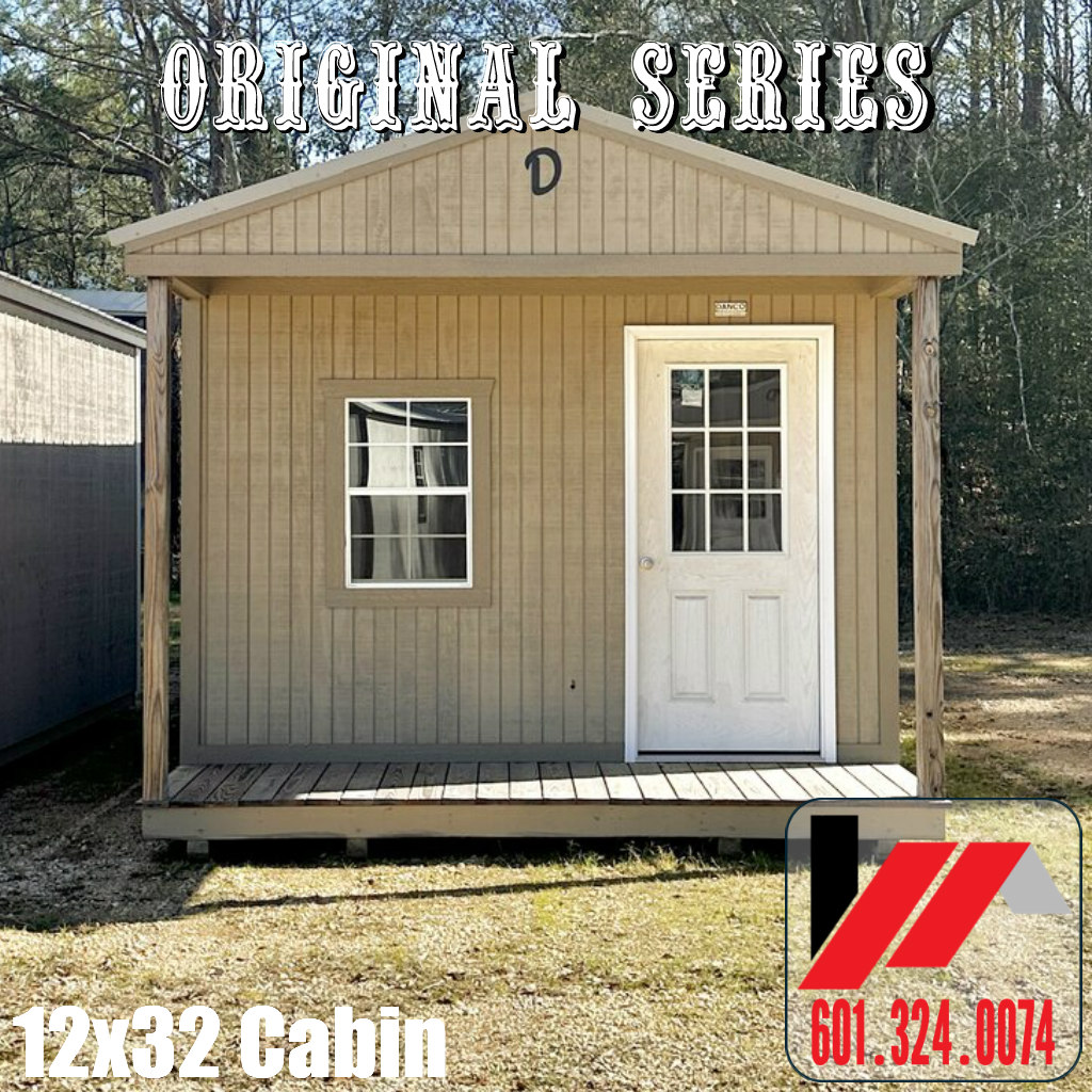 Front View of a 12x32 Tiny Home Cabin With Electric & 1BR/Bath Framed for SW Mississippi & Louisiana