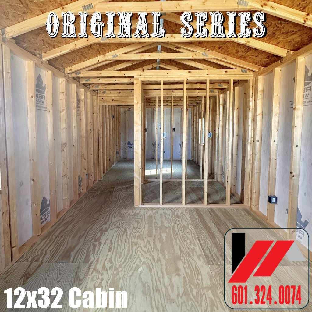 Living Room View of a 12x32 Tiny Home Cabin With Electric & 1BR/Bath Framed for SW Mississippi & Louisiana