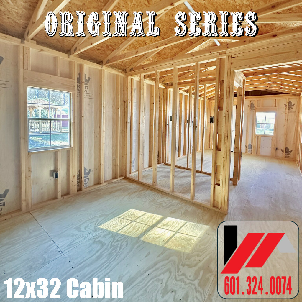 Bedroom View of a 12x32 Tiny Home Cabin With Electric & 1BR/Bath Framed for SW Mississippi & Louisiana