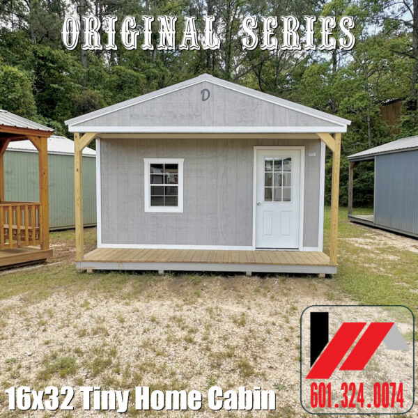 Front View of a 16x32 4 Room Tiny Home Cabin With Framing for SW Mississippi & Louisiana
