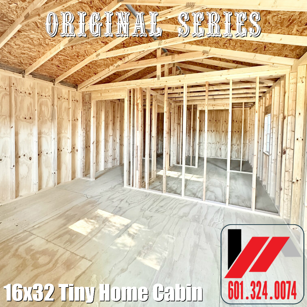 First Room View of a 16x32 4 Room Tiny Home Cabin With Framing for SW Mississippi & Louisiana