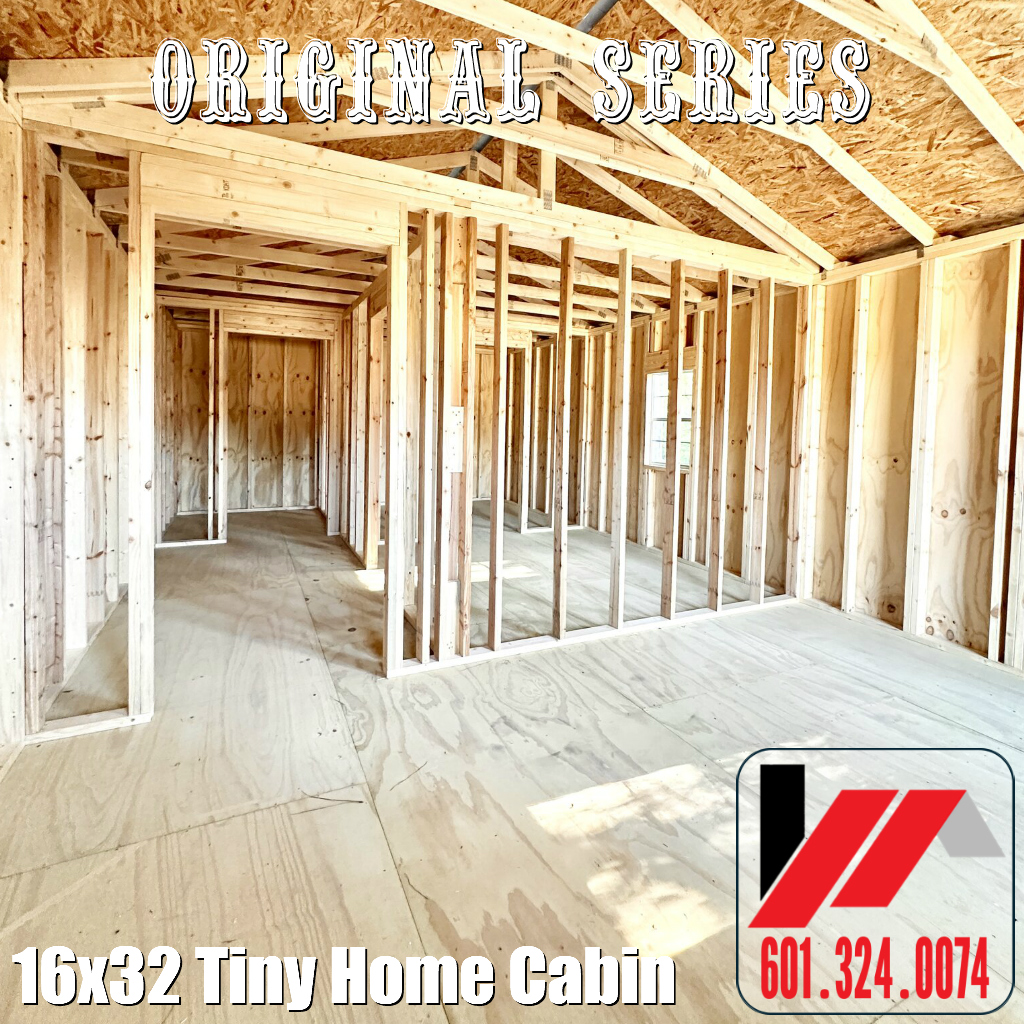 First Room View of a 16x32 4 Room Tiny Home Cabin With Framing for SW Mississippi & Louisiana