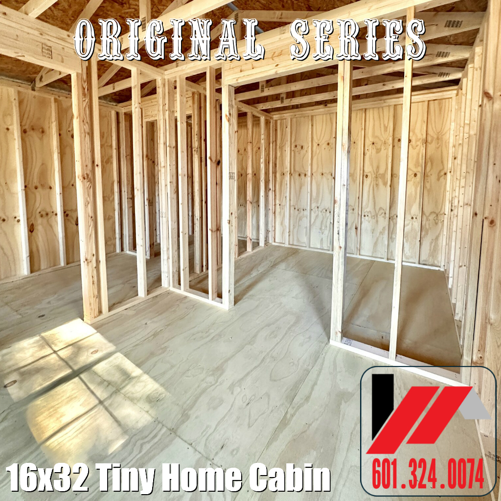 Bedroom View of a 16x32 4 Room Tiny Home Cabin With Framing for SW Mississippi & Louisiana