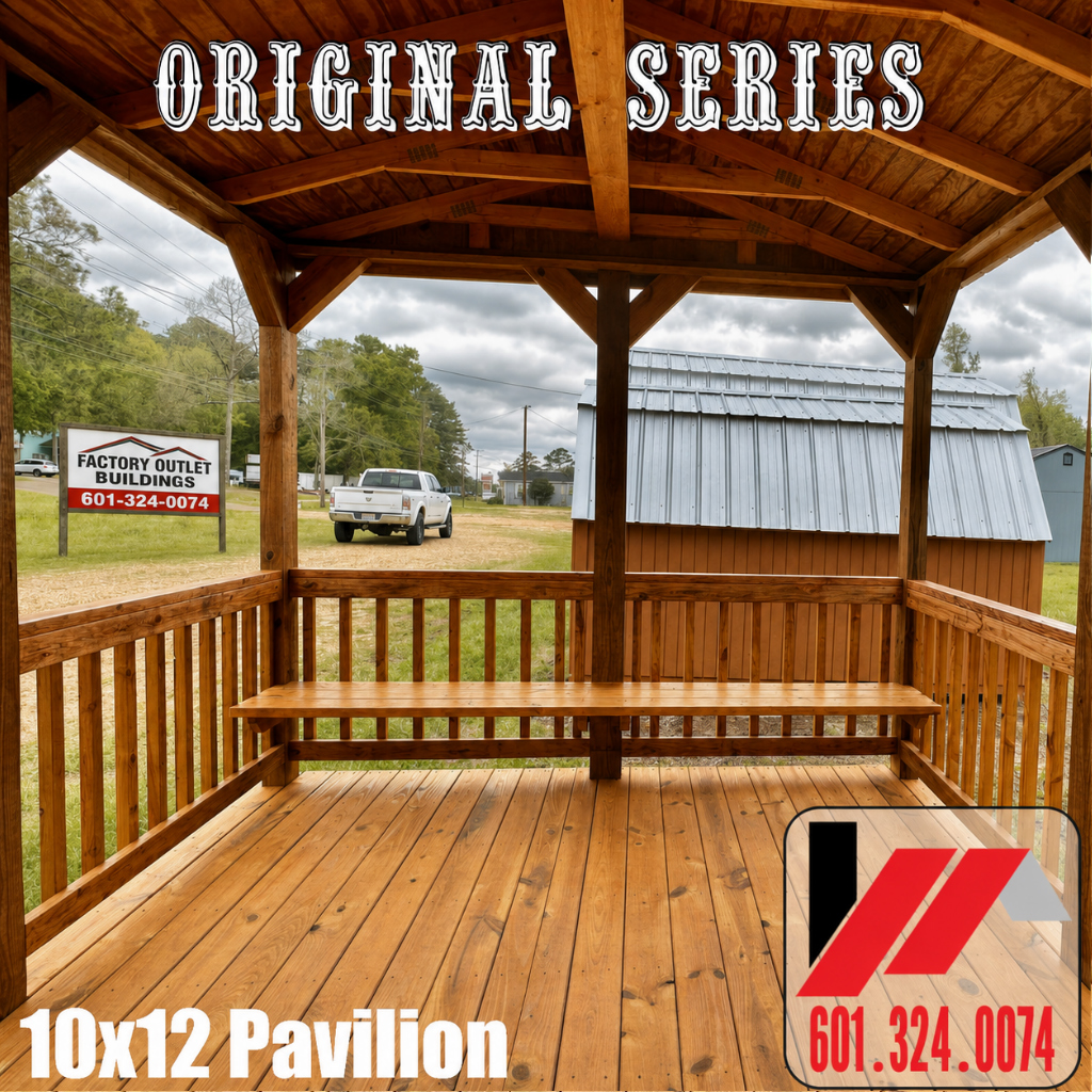 10x12 Pavilion 260430--Outdoor Recreational Building with Charcoal Roof - Image 3