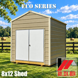 08x12 Eco-Metal Utility Shed–Desert w/LtStone-260312