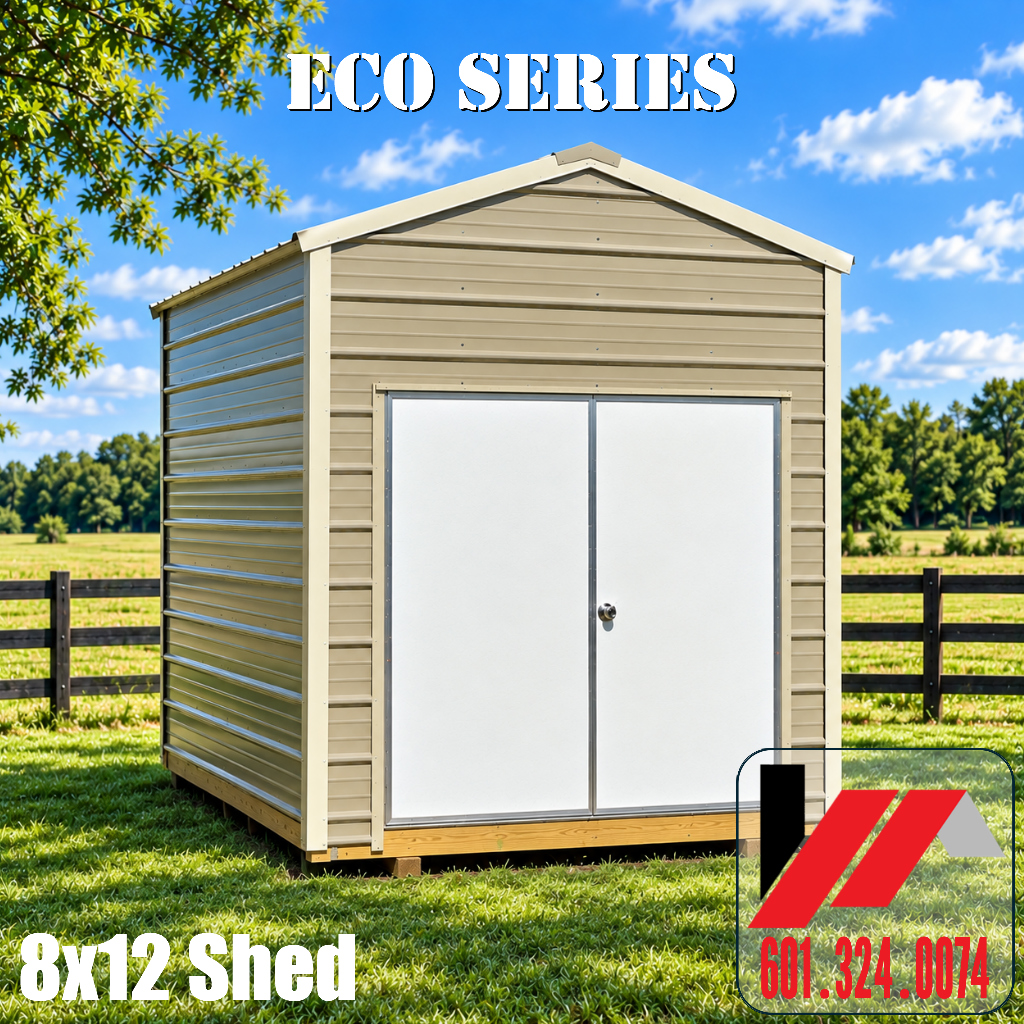 08x12 Eco-Metal Utility Shed–Desert w/LtStone-260312 - Image 2