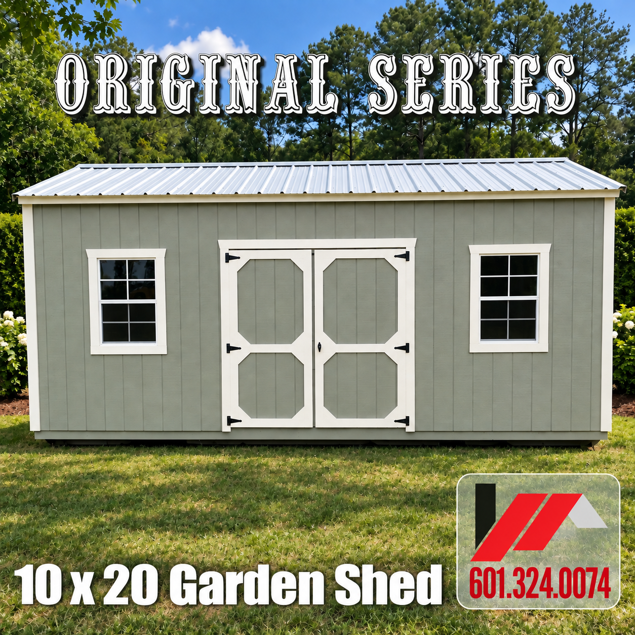10x20 Garden Shed-Functional Gray-White-250643 - Image 2