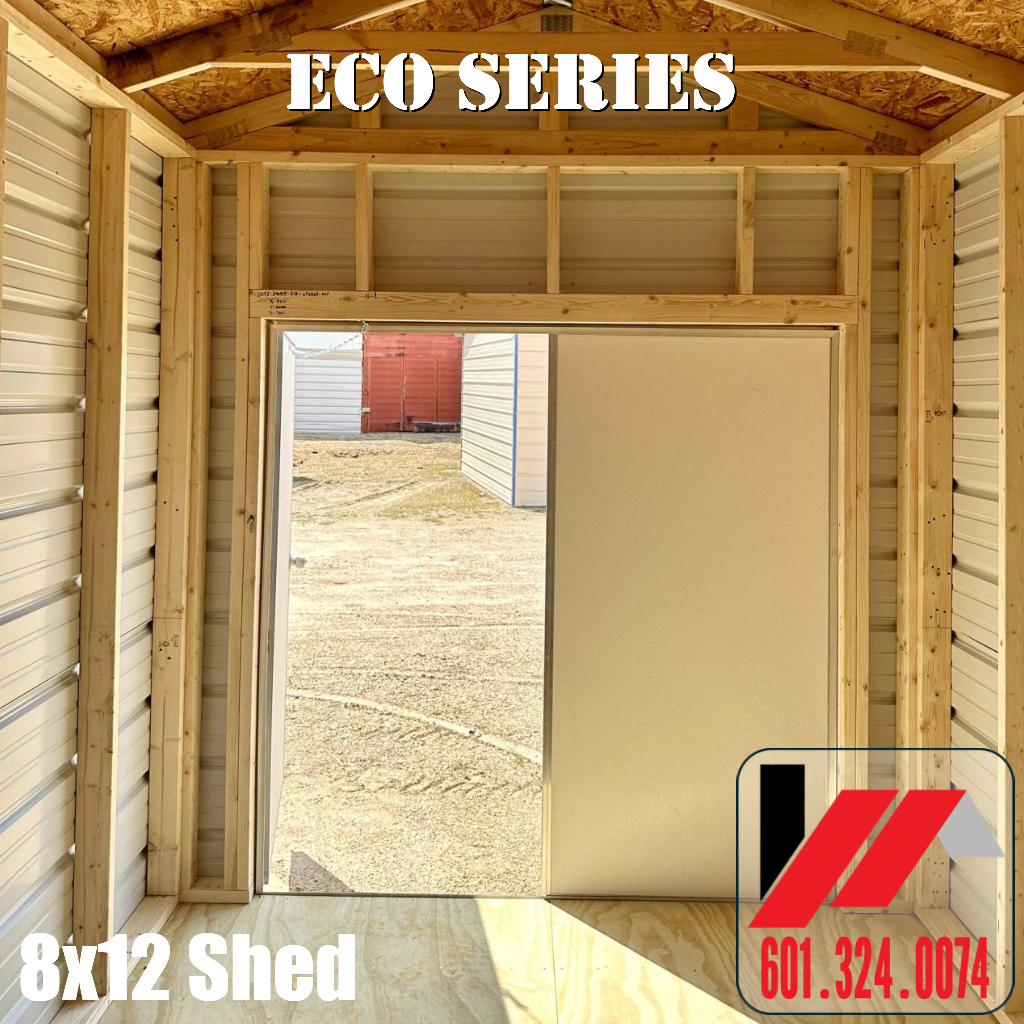 08x12 Eco-Metal Utility Shed–Desert w/LtStone-260312 - Image 4