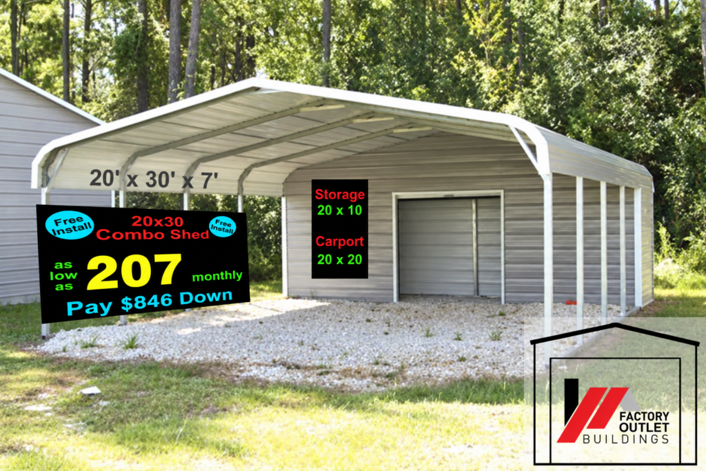 Carport with Storage for Mississippi & Louisiana