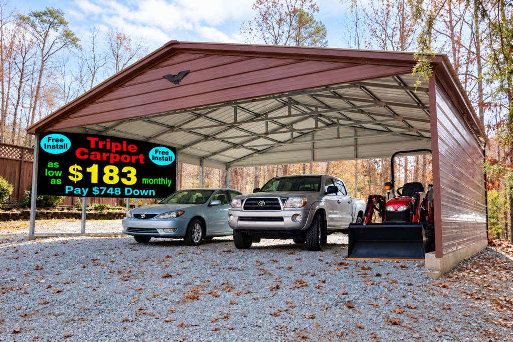 Triple Carport for Mississippi & Louisiana