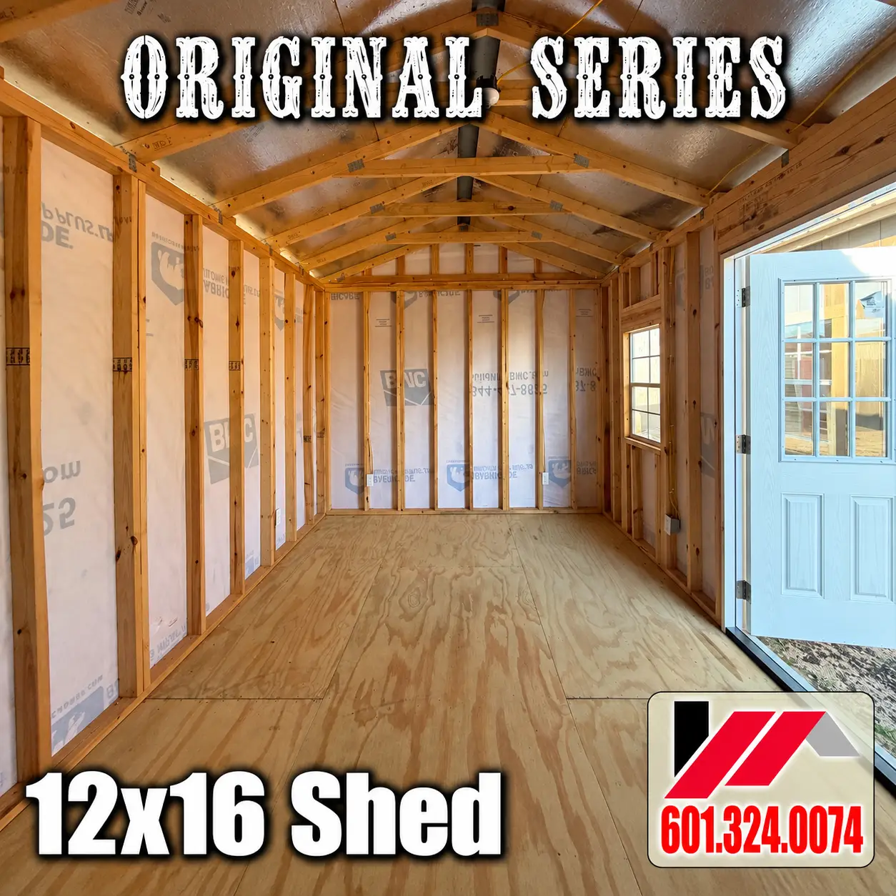 12x16 Shed-White-Black-BlackRoof-250600 - Image 3