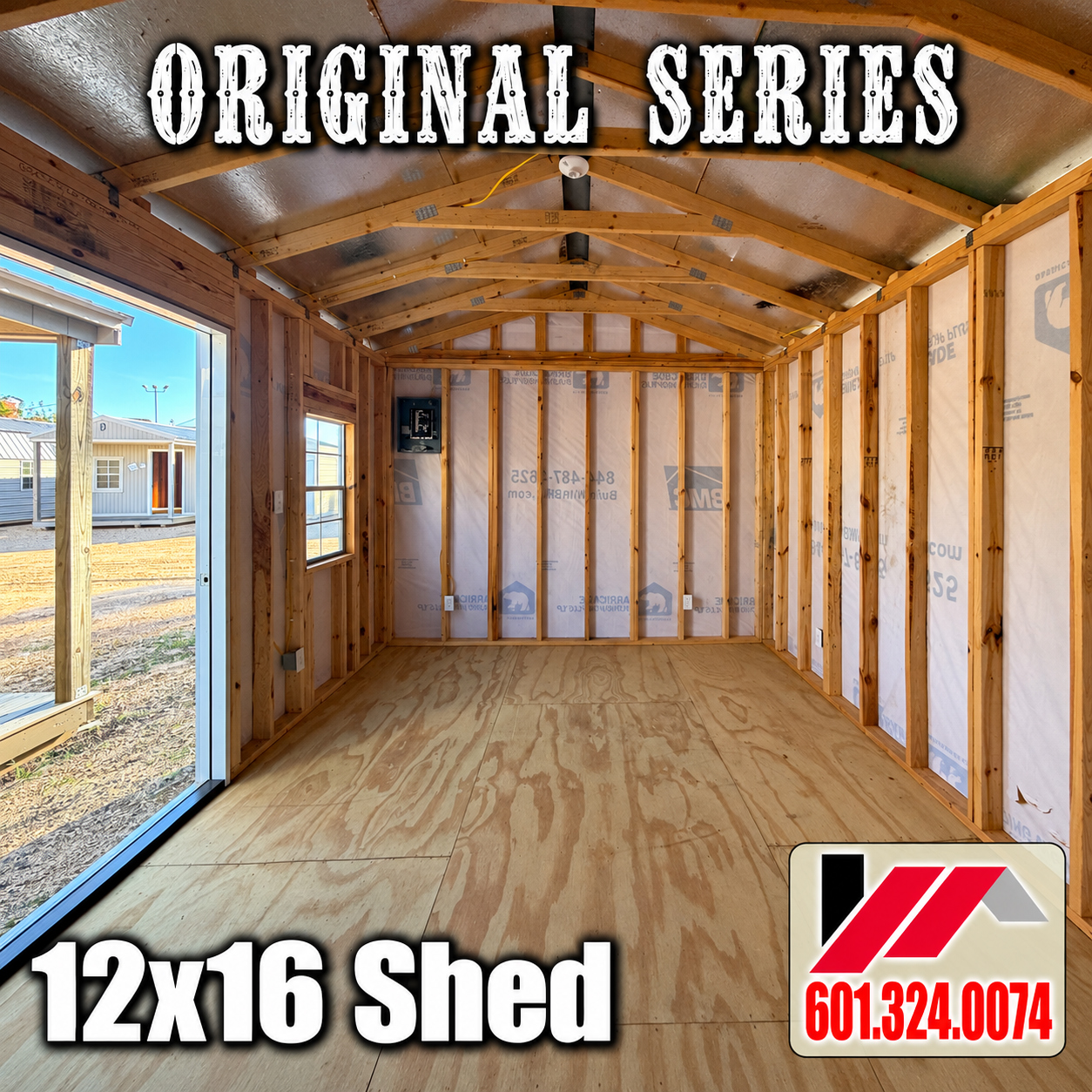12x16 Shed-White-Black-BlackRoof-250600 - Image 4